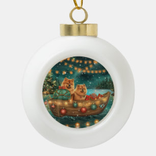Boule En Céramique Croisière festive de Noël du Chow Chow