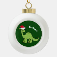 Cute Dinosaur Père Noël Vert Enfants Monogramme