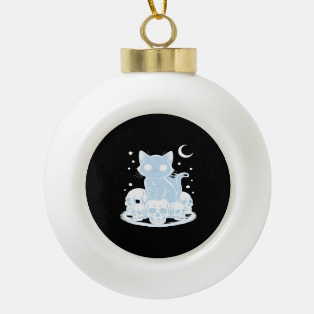 Boule En Céramique Cute Halloween Kitten Chat Gothique Esthétique Ess (Devant)