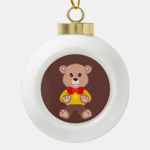 Boule En Céramique Cute rouge Bowtie Beige Teddy Ours Brown