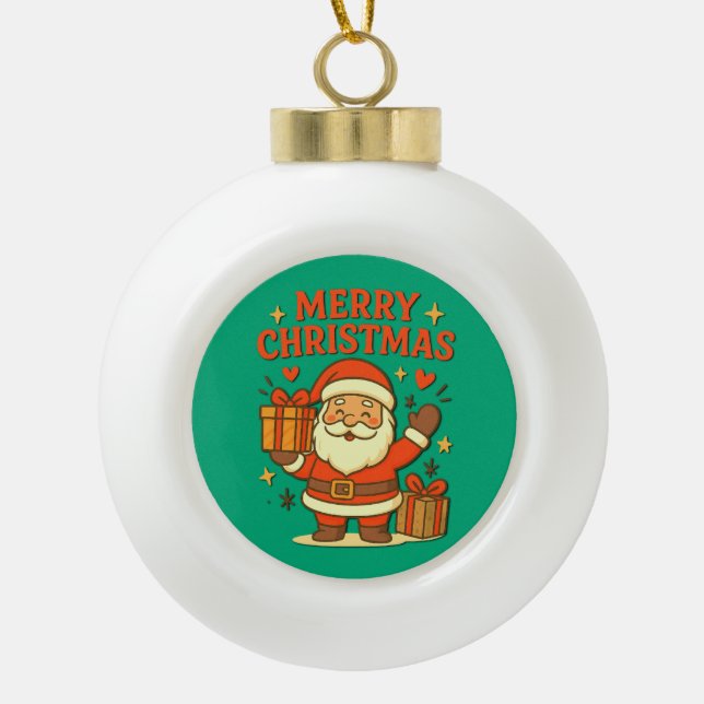 Boule En Céramique  Cute Santa Claus Christmas Art –  Merry Christmas (Devant)