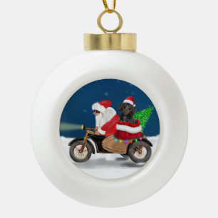 Boule En Céramique Dachshund Chien Noël Père Noël