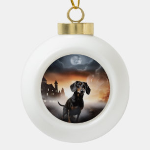 Boule En Céramique Dachshund Halloween effroi
