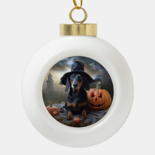 Boule En Céramique Dachshund Halloween effroi