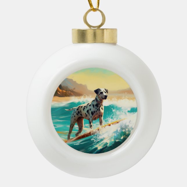 Boule En Céramique Dalmation Plage Surf Peinture (Devant)