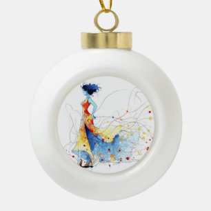 Boule En Céramique Danseuse de flamenco à l'aquarelle – Joie en mouve