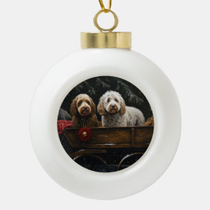 Boule En Céramique Décor de Noël Cockapoo Snowy Sleigh