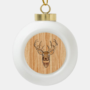 Boule En Céramique Décor en bois Buck Deer Head