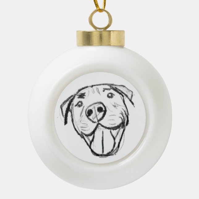 Boule En Céramique dessin de bulle simple amoureux de les chiens noir (Devant)