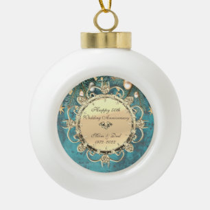 Boule En Céramique Diamants de luxe or élégant 50e Mariage