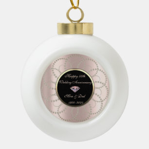 Boule En Céramique Diamants Perles Or Rose 50e Anniversaire de Mariag