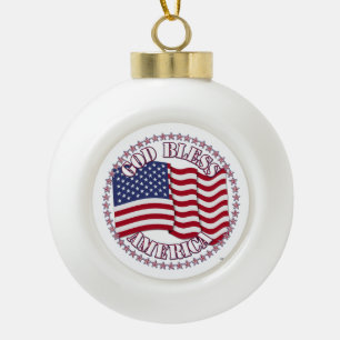 Boule En Céramique Dieu bénisse l'Amérique avec le drapeau américain