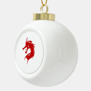 Boule En Céramique Dragon rouge chinois