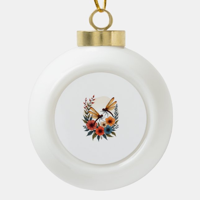 Boule En Céramique Dragonfly Floral Boho (Devant)