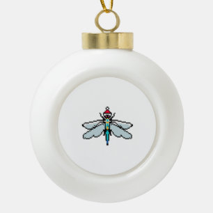 Boule En Céramique Dragonfly Pixelated Noël - Drôle Dragonfly
