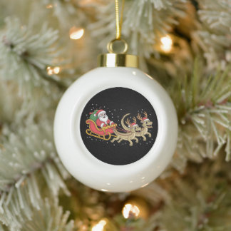 Boule En Céramique Dragons de traîneau de Noël de renne de cerfs de S