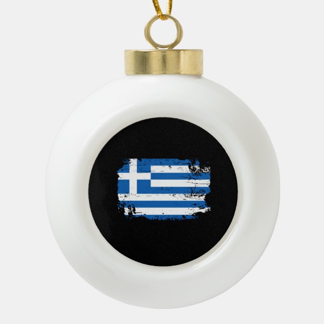 Boule En Céramique Drapeau de la Grèce (Devant)