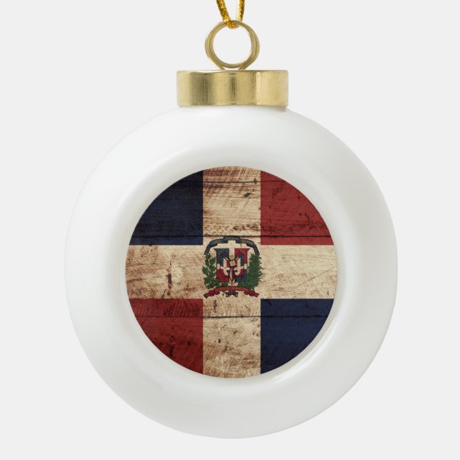 Boule En Céramique Drapeau de la République Dominicaine sur le vieux (Devant)