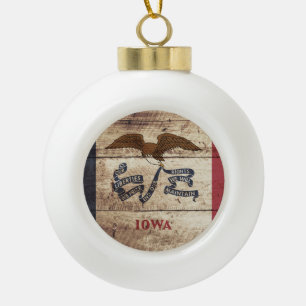 Boule En Céramique Drapeau d'état de l'Iowa sur le vieux grain en