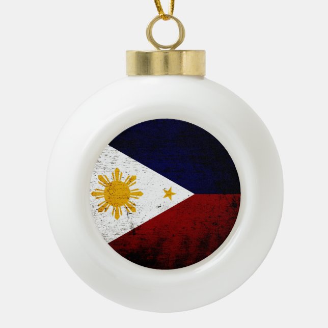 Boule En Céramique Drapeau grunge noir de Philippines (Devant)