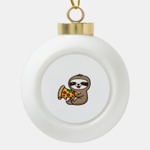 Boule En Céramique Drôle Kawaii Chibi Paresseux avec Pizza � Dessin A
