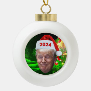 Boule En Céramique Drôle Père Noël Trump 2024 Noël Trump Lovers C