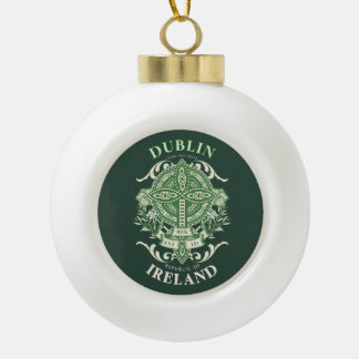 Boule En Céramique Dublin Irlande Croix Celtique Irlandaise