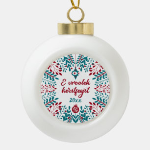 Boule En Céramique E vroolek kerstfeejst, West Flemish Joyeux Noël