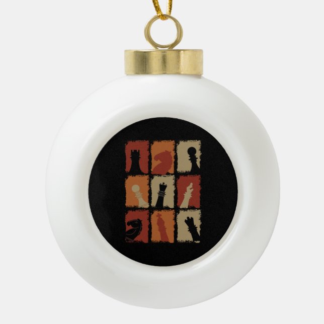 Boule En Céramique Échecs - Pièces d'échecs Retro (Devant)