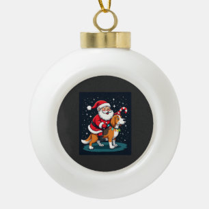 Boule En Céramique Éclairage de Noël Beagle Santa à cheval sur un chi