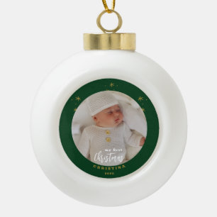 Boule En Céramique Élégante photo de mon premier bébé de Noël