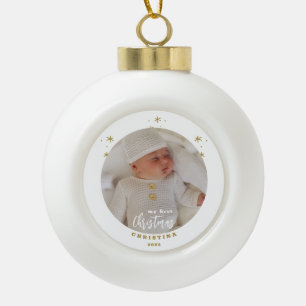 Boule En Céramique Élégante photo de mon premier bébé de Noël