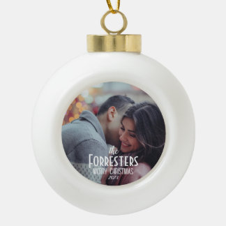 Boule En Céramique Élégante photo minimaliste moderne de Noël Couple