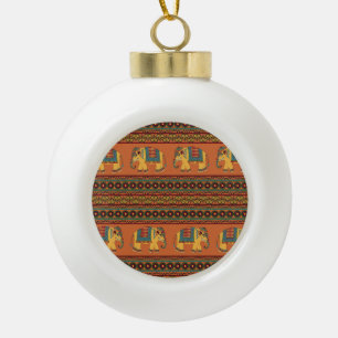 Boule En Céramique Eléphants Indiens, Orange Traditionnel Sans Seamle