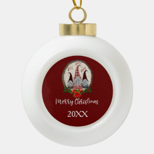 Boule En Céramique Elfes tendance de Noël Gnomes Rouges 
