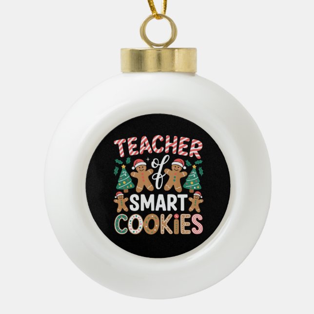 Boule En Céramique Enseignant De Noël Des Cookies Intelligents (Devant)