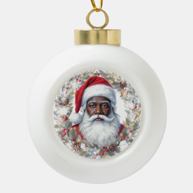 Boule En Céramique Étiquette d'adresse de retour du Père Noël  (Devant)