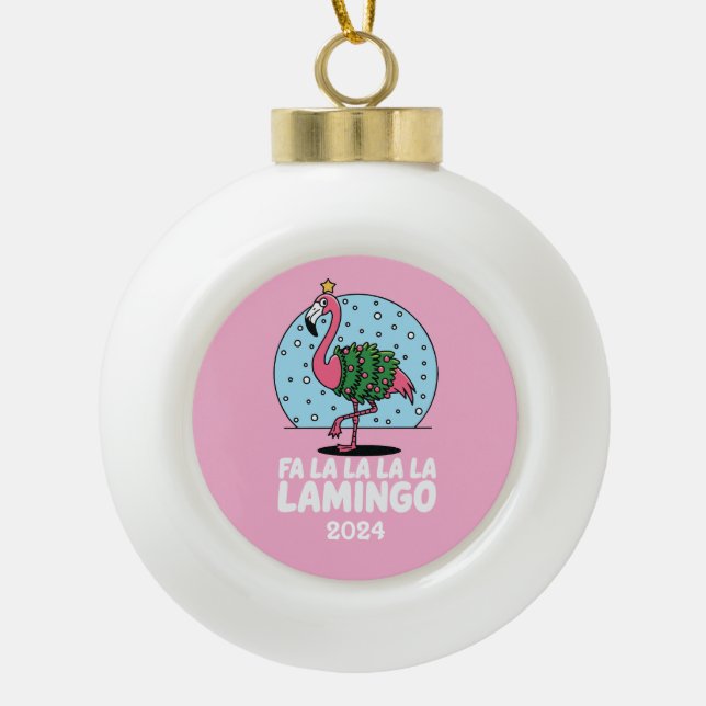 Boule En Céramique Fa La La La Lamingo (Devant)