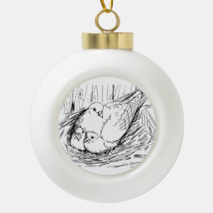 Boule En Céramique Famille Pigeon