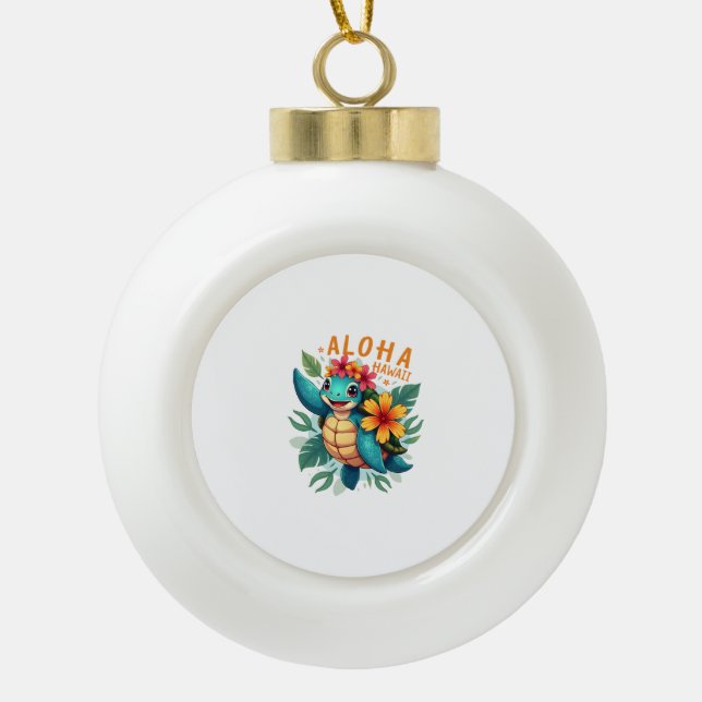 Boule En Céramique Femme Hawaiienne-Chemise Aloha Hawaii (Devant)