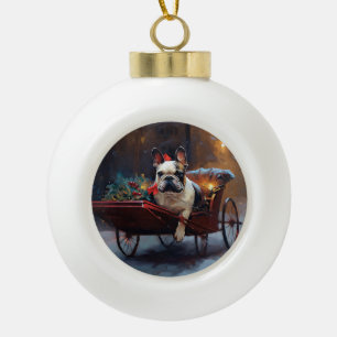 Boule En Céramique Festin de Noël de Bulldog en France