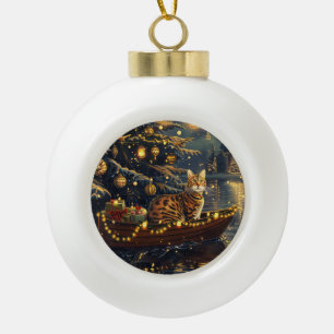 Boule En Céramique Fête de Noël du chat du Bengale Voyage