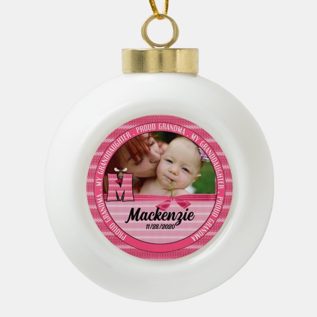 Boule En Céramique Fière grand-mère Monogramme M Nouvelle petite fill (Devant)