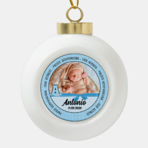 Boule En Céramique Fiers Parents Bleus Monogramme A