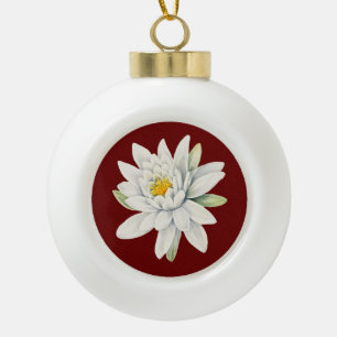 Boule En Céramique Fleur de nénuphar blanc