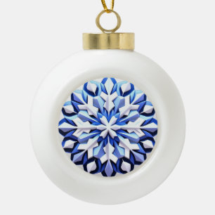 Boule En Céramique Flocon de Neige Bleu Détaille
