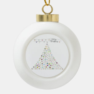 Boule En Céramique Flocon de neige coloré Joyeux sapin de Noël