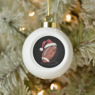 Boule En Céramique Football américain Santa Hat Sports Noël