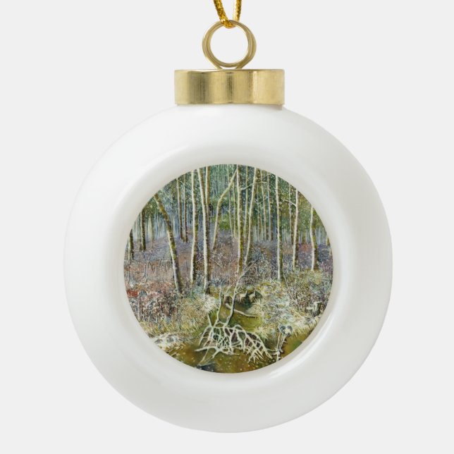 Boule En Céramique forêt hivernale (Devant)