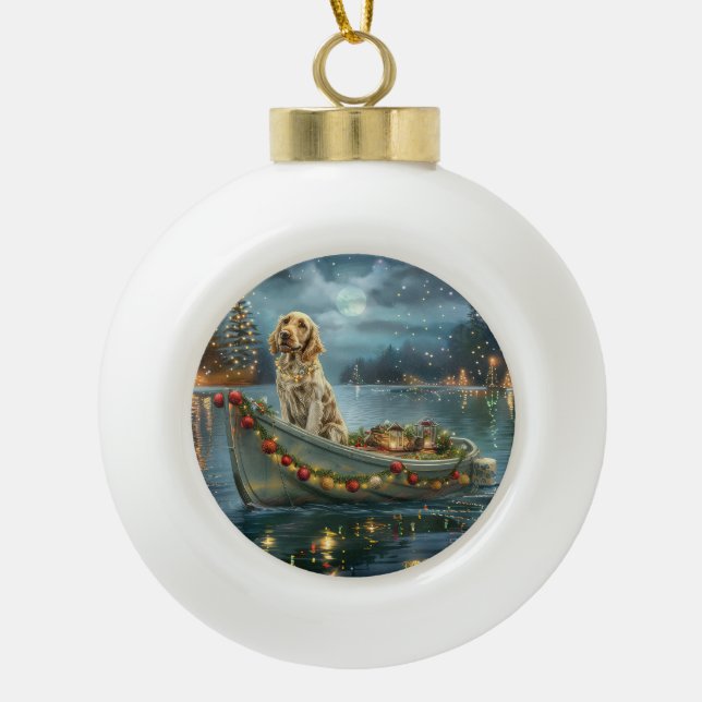 Boule En Céramique Français Setter Christmas Festive Voyage (Devant)